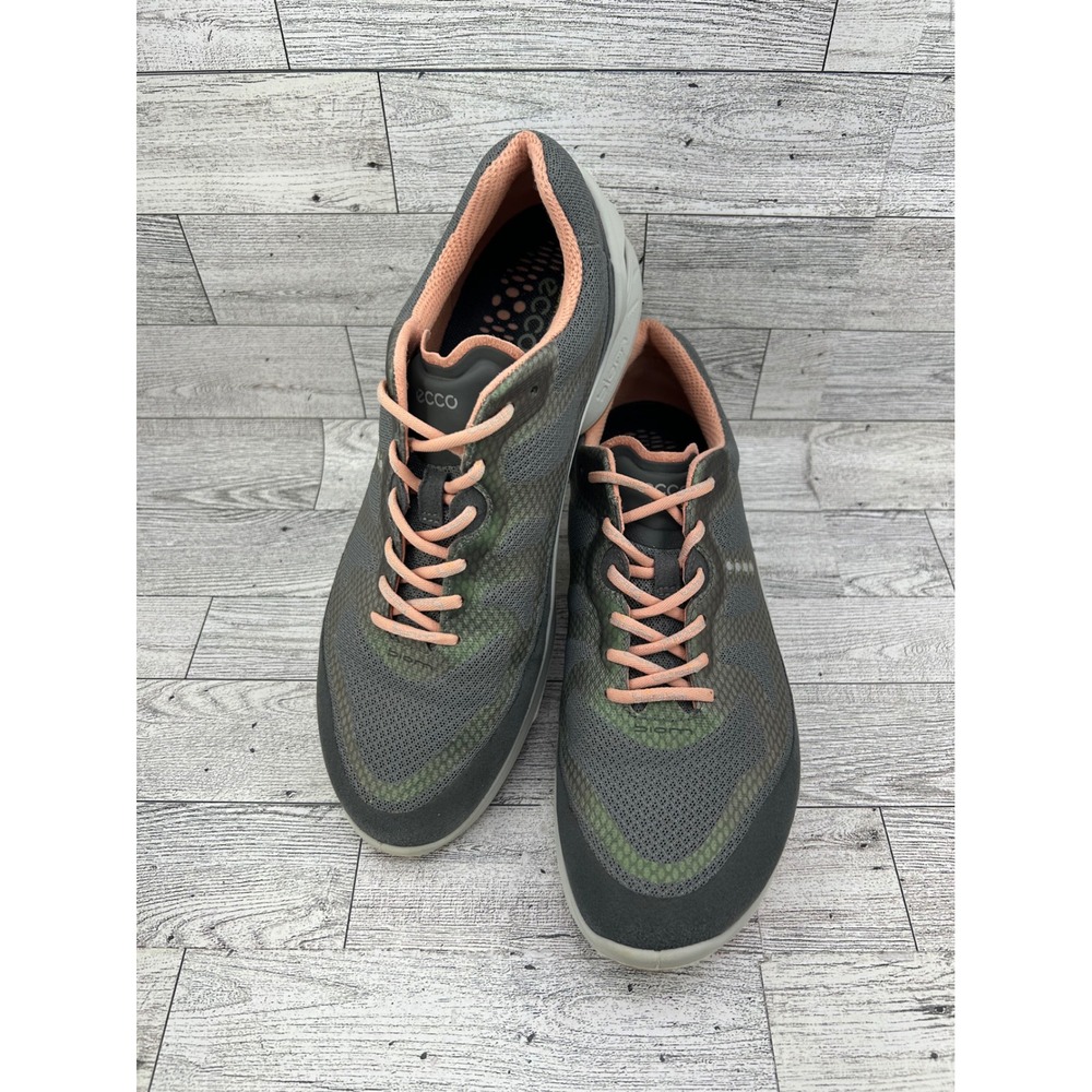 ECCO BIOM‎ Fjuel Mesh Sneaker Grey Pink Lace Up Comfort Walking Shoes EU 38 US 7